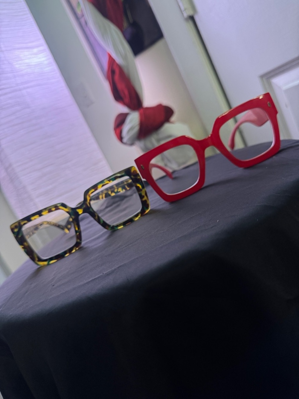 SHEIN Red & Tortoiseshell Square Frame Eyeglass Set